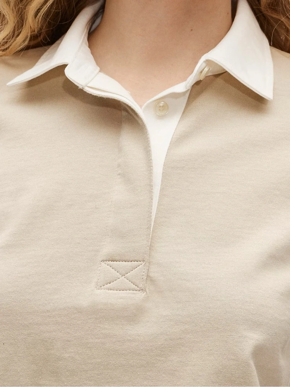 J Crew beige boyfriend jersey short-sleeve polo shirt